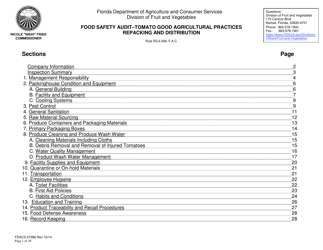 Document preview: Form FDACS-07086 Food Safety Audit-Tomato Good Agricultural Practices Repacking and Distribution - Florida