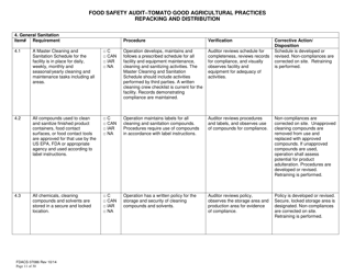 Form FDACS-07086 Food Safety Audit-Tomato Good Agricultural Practices Repacking and Distribution - Florida, Page 11
