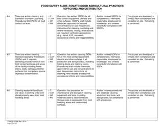 Form FDACS-07086 Food Safety Audit-Tomato Good Agricultural Practices Repacking and Distribution - Florida, Page 12