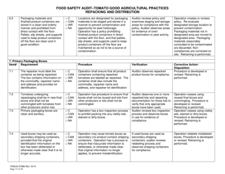 Form FDACS-07086 Food Safety Audit-Tomato Good Agricultural Practices Repacking and Distribution - Florida, Page 15