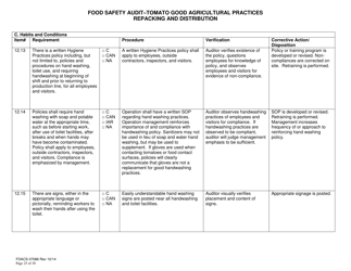Form FDACS-07086 Food Safety Audit-Tomato Good Agricultural Practices Repacking and Distribution - Florida, Page 25