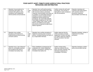 Form FDACS-07086 Food Safety Audit-Tomato Good Agricultural Practices Repacking and Distribution - Florida, Page 5