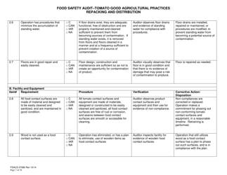 Form FDACS-07086 Food Safety Audit-Tomato Good Agricultural Practices Repacking and Distribution - Florida, Page 7