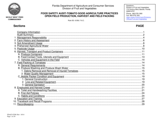 Document preview: Form FDACS07081 Food Safety Audit-Tomato Good Agricultural Practices, Open Field Production, Harvest and Field Pack - Florida