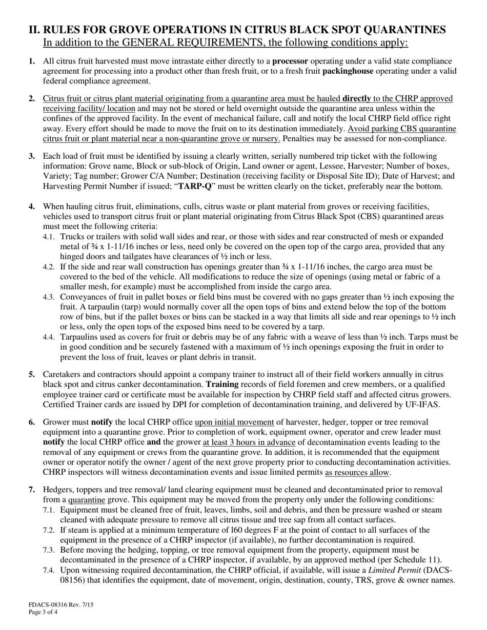 Form FDACS-08316 Grower / Caretaker Compliance Agreement - Florida, Page 3