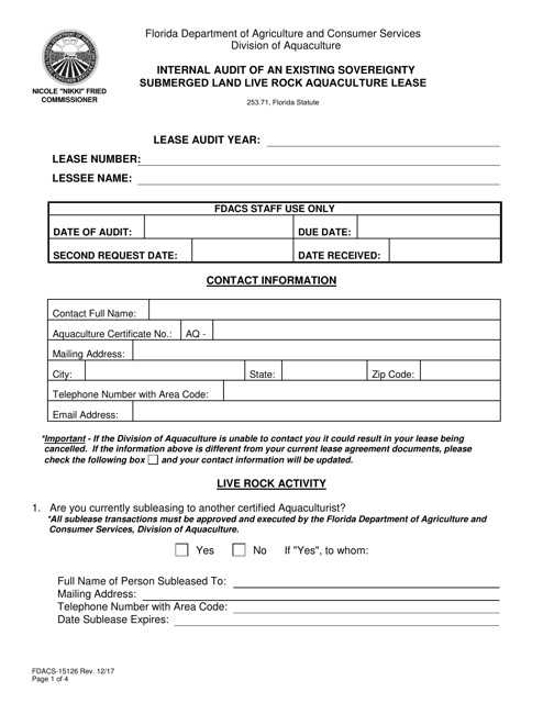 Form FDACS-15126  Printable Pdf