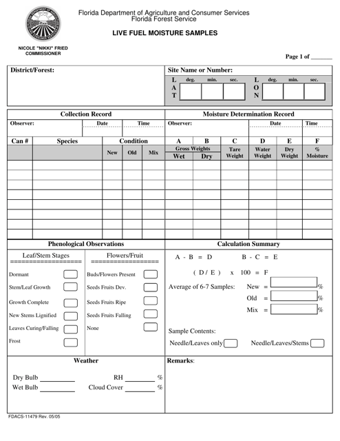 Form FDACS-11479  Printable Pdf