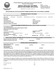 Document preview: Form FDACS-14031 Medical Marijuana Treatment Center Food Permit Application - Florida