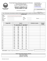 Document preview: Form FDACS-09213 Mosquito Arboviral Pcr Testing Submittal Form - Florida