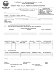 Document preview: Form FDACS-08001 Nursery, Stock Dealer and Special Inspection Report - Florida