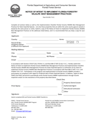 Document preview: Form FDACS-11319 Notice of Intent to Implement Florida Forestry Wildlife Best Management Practices - Florida