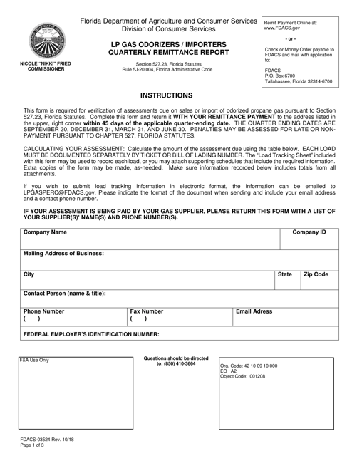 Form FDACS-03524  Printable Pdf