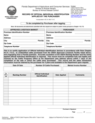 Document preview: Form FDACS-09269 Record of Official Individual Identification Applied by the Purchaser - Florida