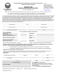 Document preview: Form FDACS-09041 Request for Brucellosis (Re)certification - Florida