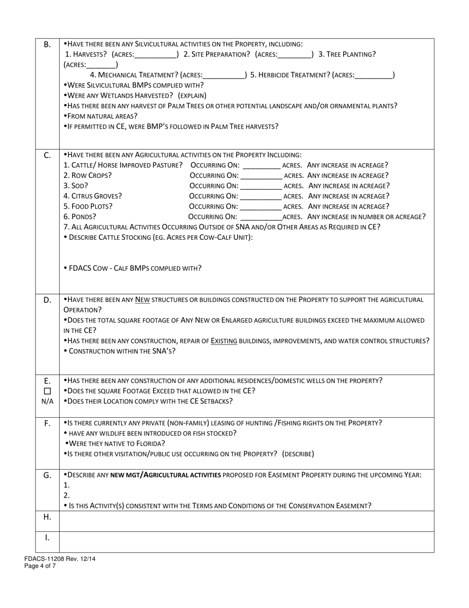 Form FDACS-11208 Rural  Family Lands Protection Program Easement Monitoring Form - Florida, Page 4