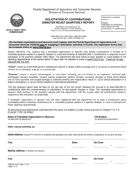 Form FDACS-10121 Solicitation of Contributions Disaster Relief Quarterly Report - Florida