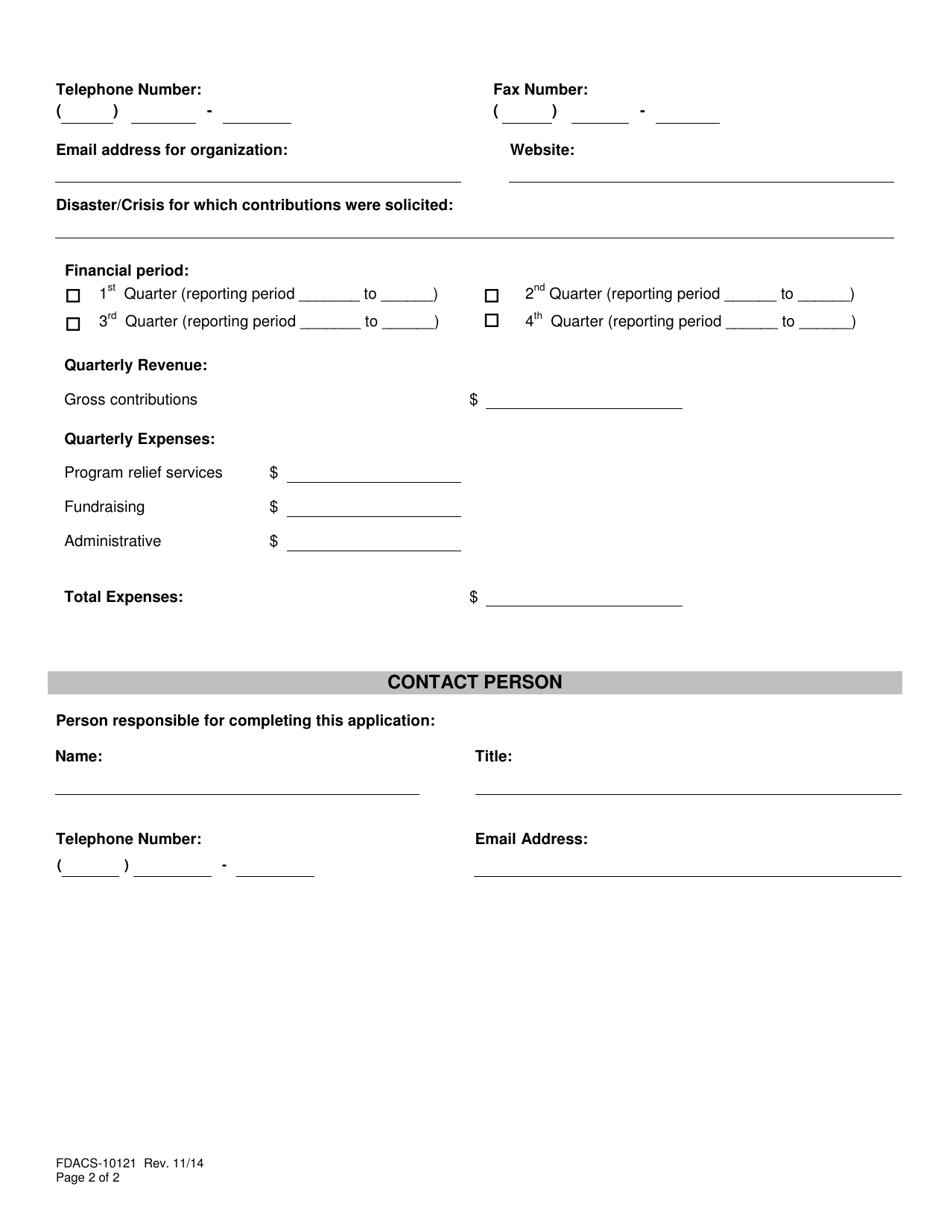 Form FDACS-10121 Download Fillable PDF or Fill Online Solicitation of ...