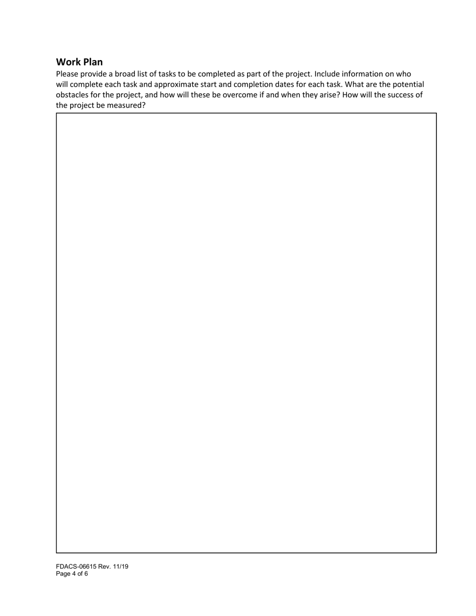 Form FDACS-06615 Specialty Crop Block Grant Program Application - Florida, Page 4