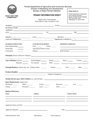 Document preview: Form FDACS-06105 Tenant Information Sheet - Florida