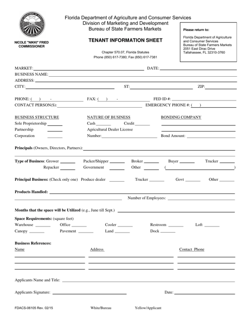 Form FDACS-06105  Printable Pdf