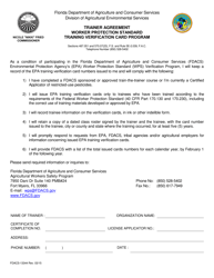 Document preview: Form FDACS-13344 Trainer Agreement Worker Protection Standard Training Verification Card Program - Florida