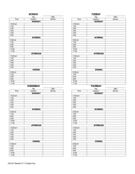 Form DC3-207 Community Control Offender Schedule and Daily Activity Log - Florida, Page 2