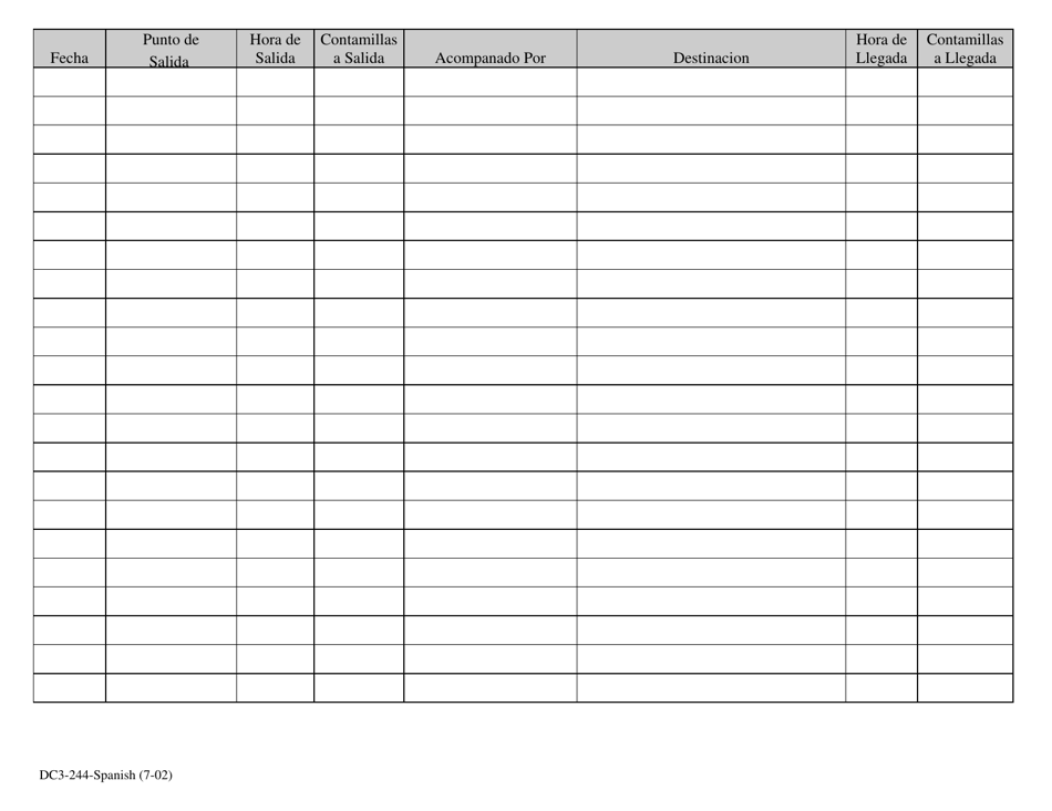 Formulario DC3-244 Registro De Manejo Para Probacionantes De Ofensas Sexuales - Florida (Spanish), Page 2