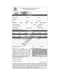 Document preview: Form FDACS-01353 Written Warning/Field Interview Report - Florida