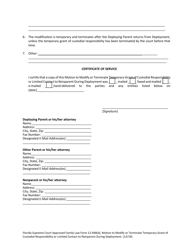 Form 12.948(D) &quot;Motion to Modify or Terminate Temporary Grant of Custodial Responsibility or Limited Contact to Nonparent During Deployment&quot; - Florida, Page 4