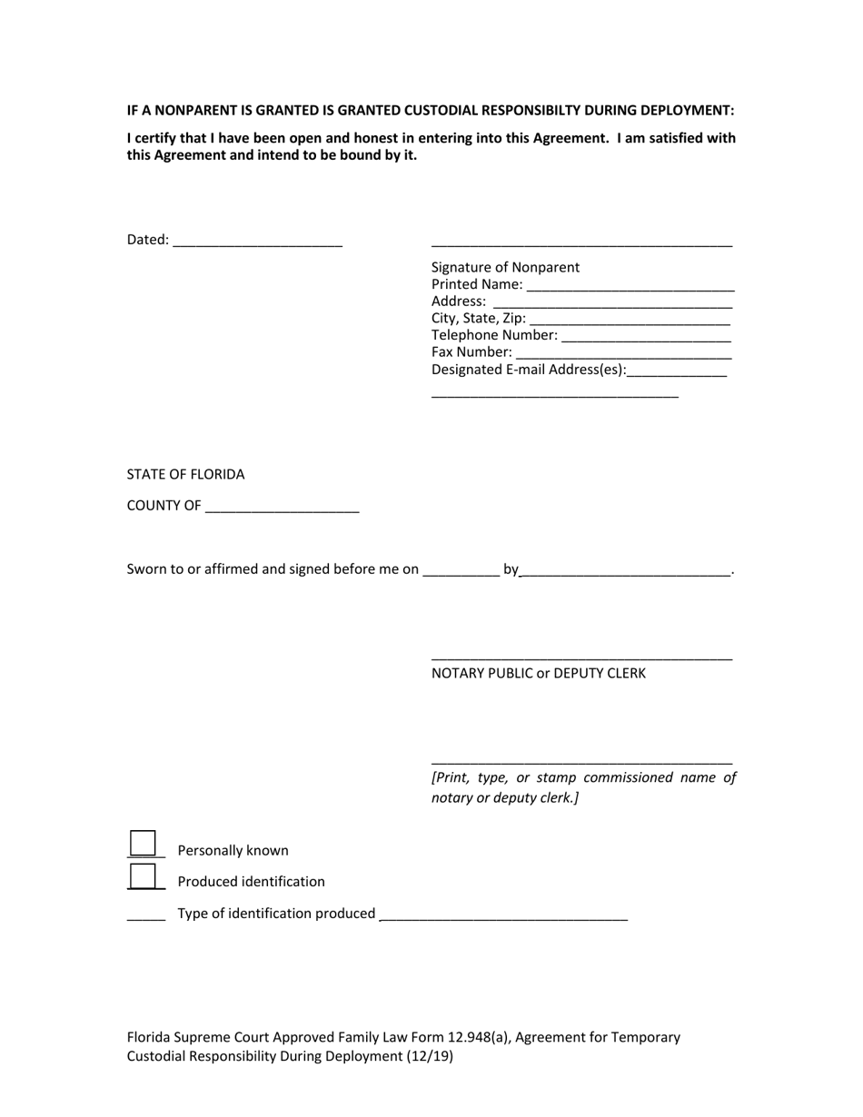 Form 12.948(A) Agreement for Temporary Custodial Responsibility During Deployment - Florida, Page 12