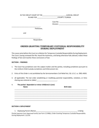 Form 12.948(C) &quot;Order Granting Temporary Custodial Responsibility During Deployment&quot; - Florida