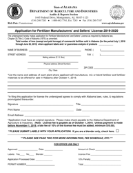 Application for Fertilizer Manufacturers&#039; and Sellers&#039; License - Alabama