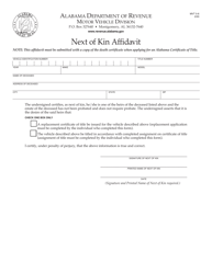 Document preview: Form MVT5-6 Next of Kin Affidavit - Alabama
