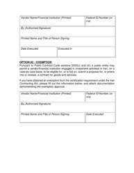 Iran Contracting Act Verification Form (Public Contract Code Sections 2202-2208 - California, Page 2