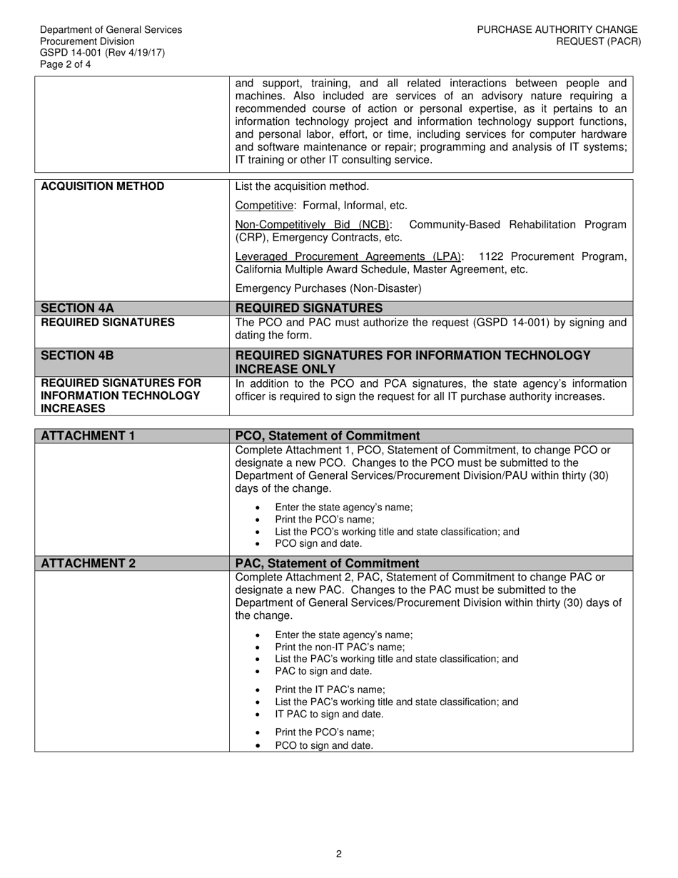 Form DGS PD14-001 Purchasing Authority Change Request (Pacr) - California, Page 12