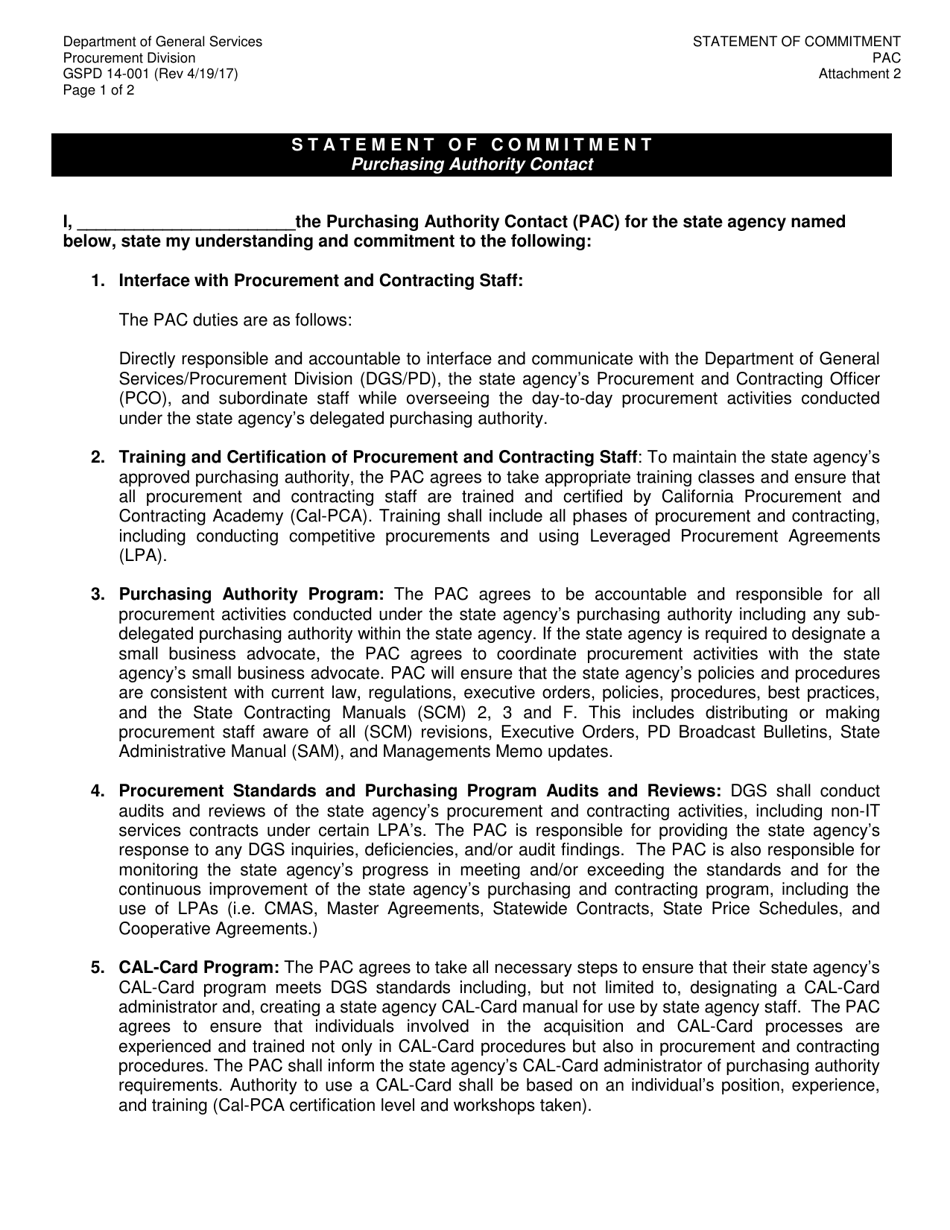 Form DGS PD14-001 Purchasing Authority Change Request (Pacr) - California, Page 5