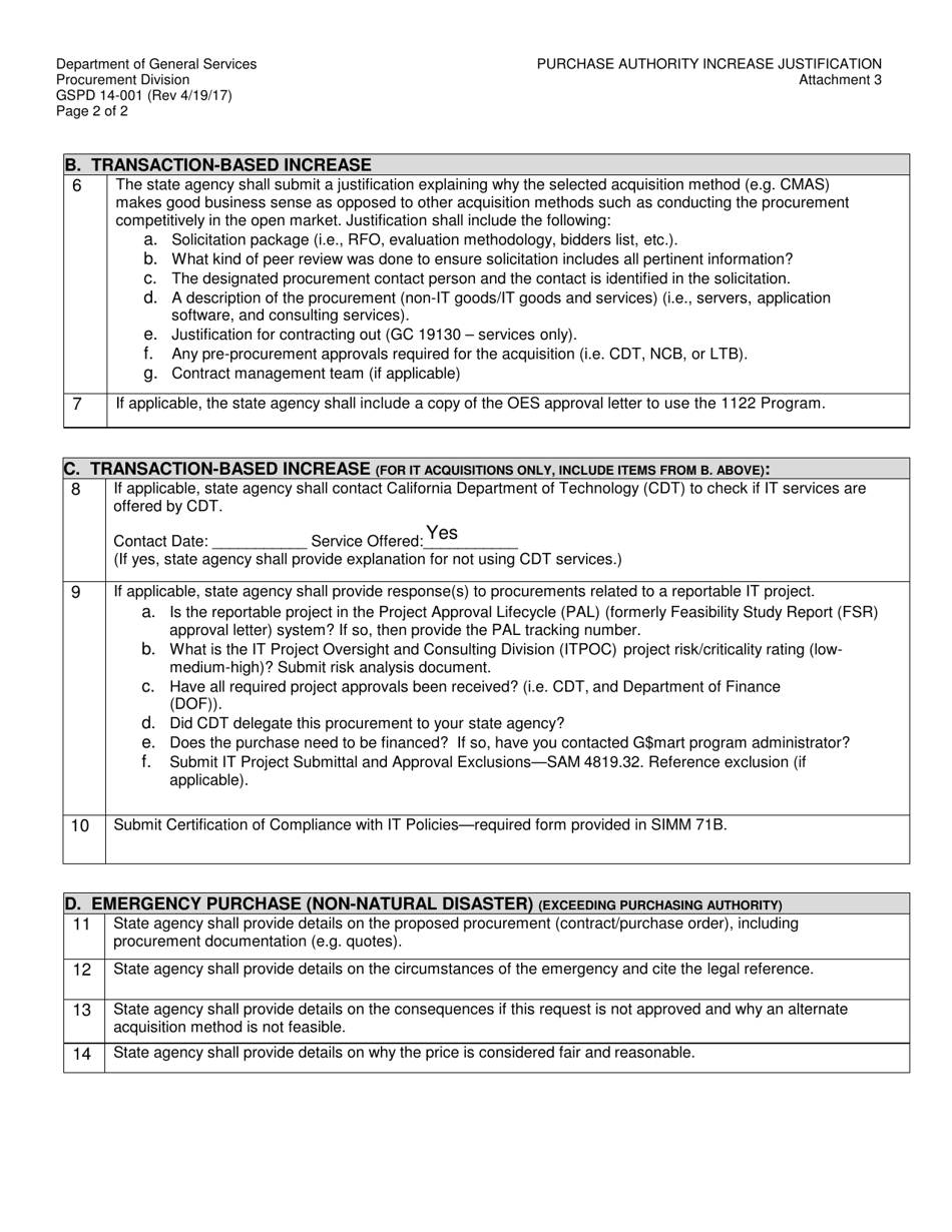 Form DGS PD14-001 Purchasing Authority Change Request (Pacr) - California, Page 8