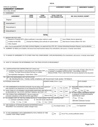 Form STD215 Agreement Summary - California, Page 2