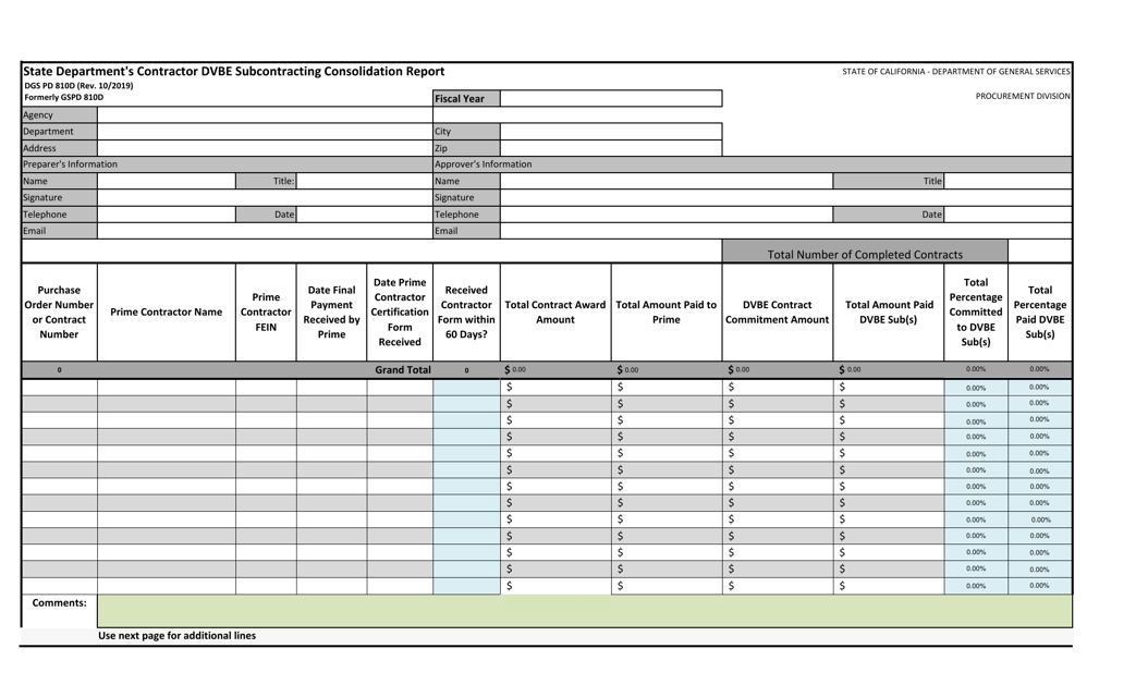 Form DGS PD810D  Printable Pdf