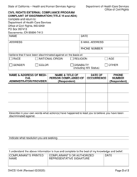 Form DHCS1044 Dhcs Discrimination Complaint Form (Title VI and Ada) - California, Page 2