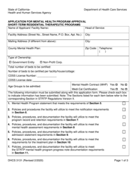 Form DHCS3131 &quot;Application for Mental Health Program Approval Short-Term Residential Therapeutic Programs&quot; - California