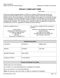 Form DHCS6242 Privacy Complaint Form - California