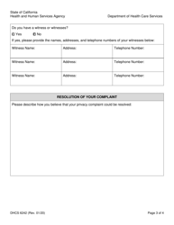 Form DHCS6242 Privacy Complaint Form - California, Page 3