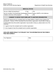Form DHCS6242 Privacy Complaint Form - California, Page 4