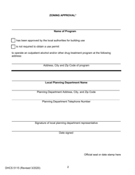 Form DHCS5115 Zoning Approval - California, Page 2