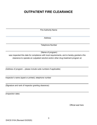 Form DHCS5104 Outpatient Fire Clearance - California, Page 3