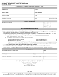 Form DOA-0020 Revenue Generating Loan - Application - California