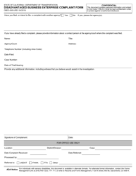 Form OBEO-0009 Disadvantaged Business Enterprise Complaint Form - California, Page 2