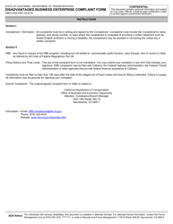 Form OBEO-0009 Disadvantaged Business Enterprise Complaint Form - California, Page 3