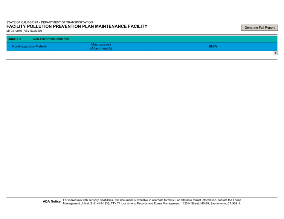 Form MTCE-0040 Facility Pollution Prevention Plan Maintenance Facility - California, Page 3